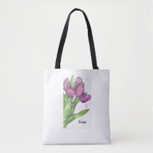 Tulips All-Over-Print Shoulder  Tote Bag