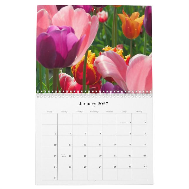 tulips all year round calendar (Jan 2027)