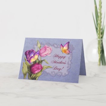 Tulips And Butterflies Mothers Day Card by Spice at Zazzle