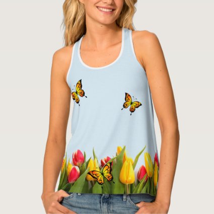 Tulips and Butterflies Tank Top