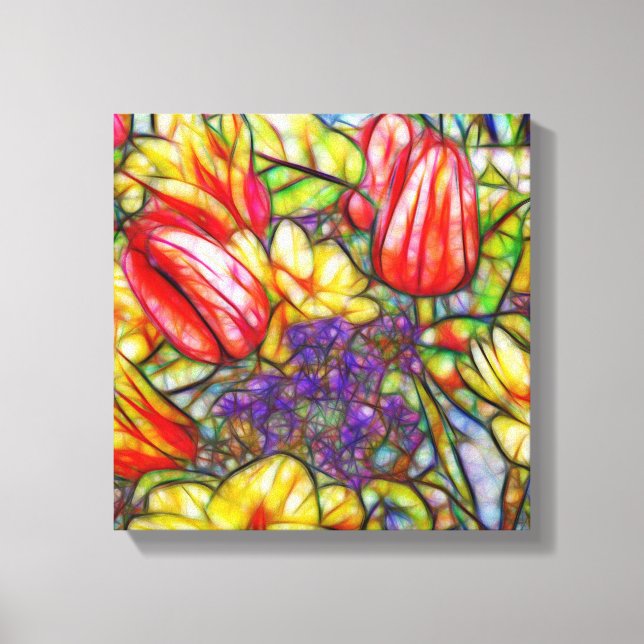 Tulips and Daffodil Wrapped Canvas Print (Front)