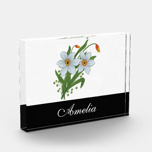 Tulips and Daffodils Black Personalized Name Award