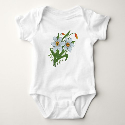 Tulips and Daffodils Flowers Baby Bodysuit