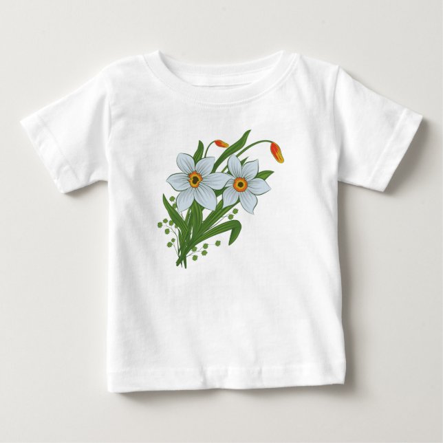 Tulips and Daffodils Flowers Baby T-Shirt (Front)