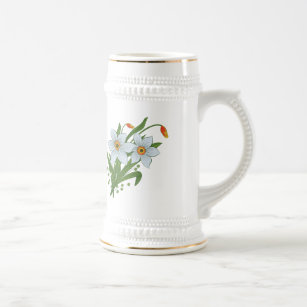 Tulips and Daffodils Flowers Beer Stein