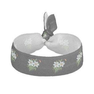 Tulips and Daffodils Flowers Black Background Elastic Hair Tie