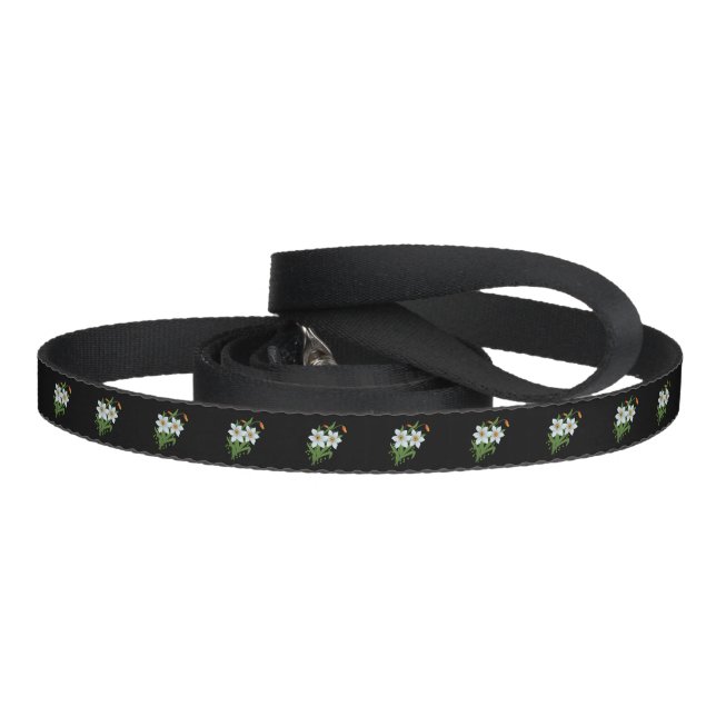 Tulips and Daffodils Flowers Black Background Pet Leash (Handle)