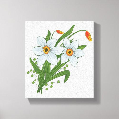 Tulips and Daffodils Flowers Canvas Print
