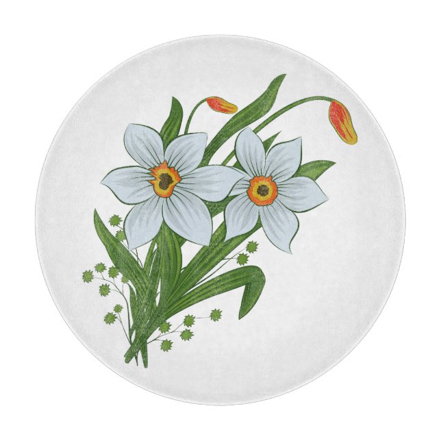 Tulips and Daffodils Flowers Cutting Board (Front)
