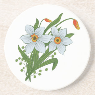 Tulips and Daffodils Flowers Drink Coaster