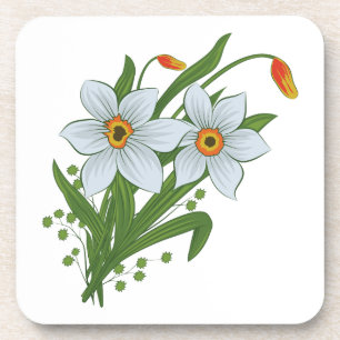 Tulips and Daffodils Flowers Drink Coaster