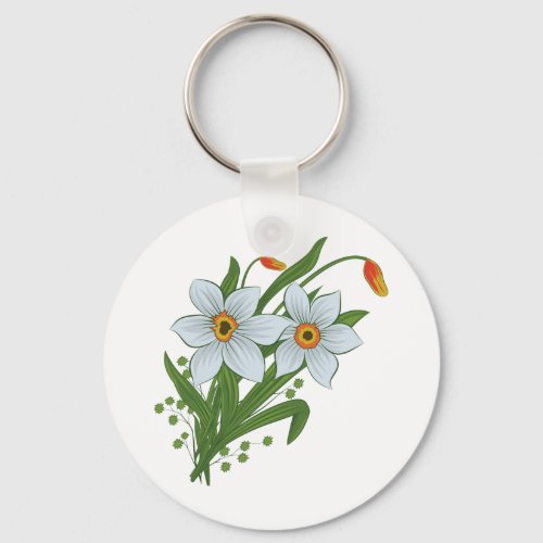 Tulips and Daffodils Flowers Keychain