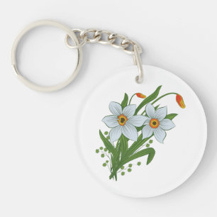 Tulips and Daffodils Flowers Keychain