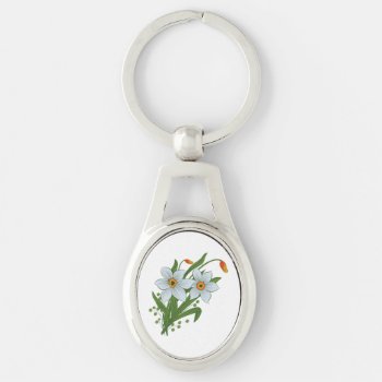 Tulips And Daffodils Flowers Keychain by topdivertntrend at Zazzle