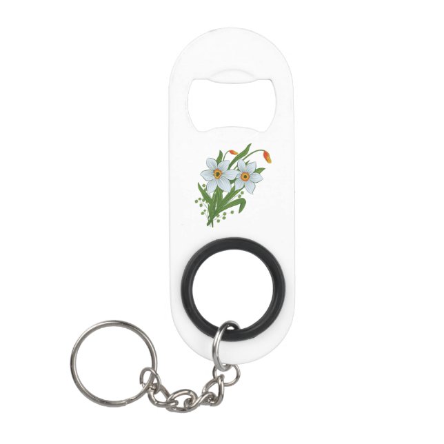 Tulips and Daffodils Flowers Keychain Bottle Opener (Front)