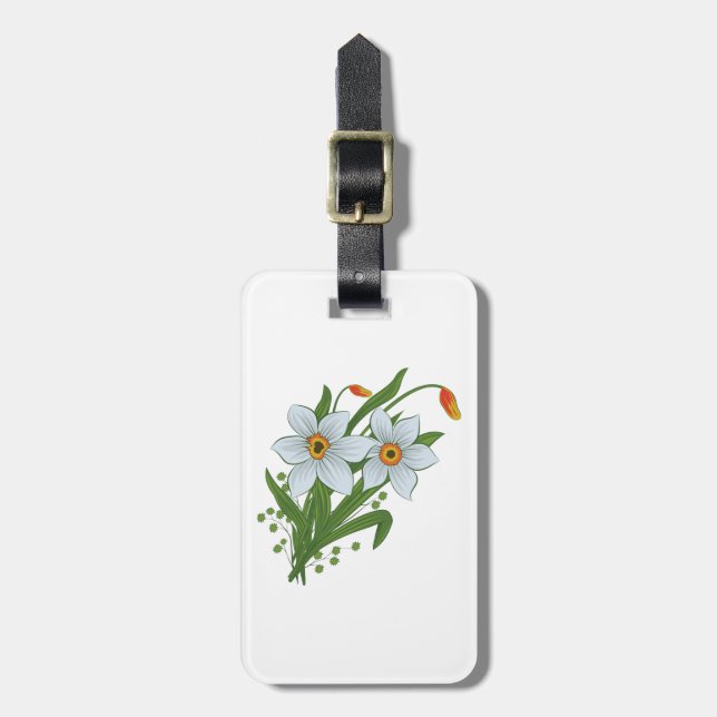 Tulips and Daffodils Flowers Luggage Tag (Front Vertical)