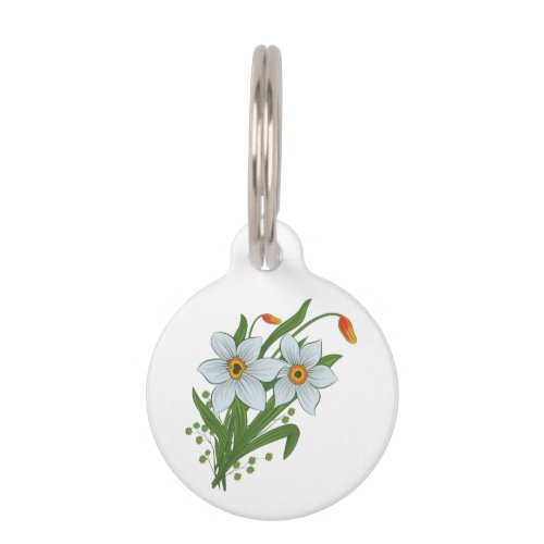 Tulips and Daffodils Flowers Pet Name Tag
