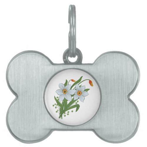 Tulips and Daffodils Flowers Pet Tag