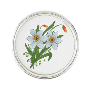 Tulips and Daffodils Flowers Pin