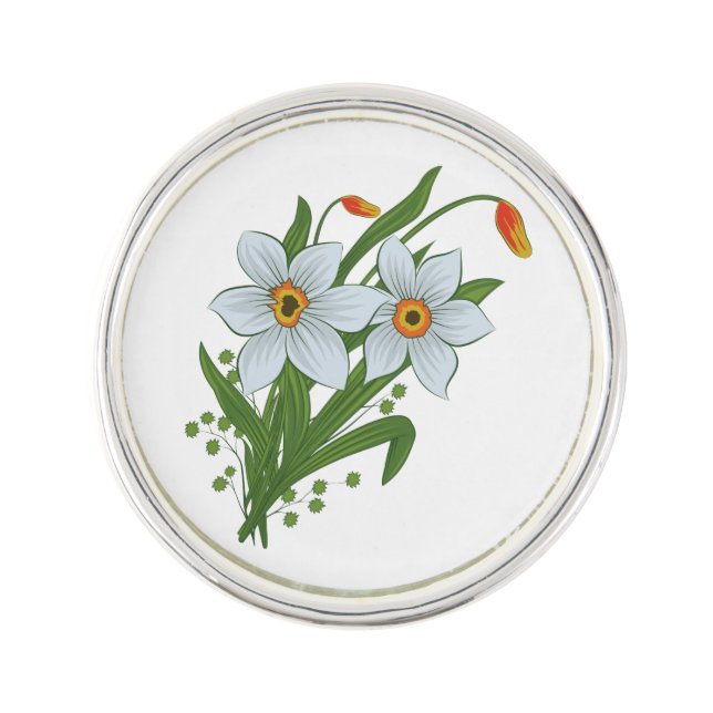 Tulips and Daffodils Flowers Pin (Front)
