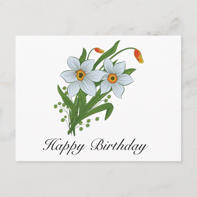 Tulips and Daffodils Flowers Postcard (Front)