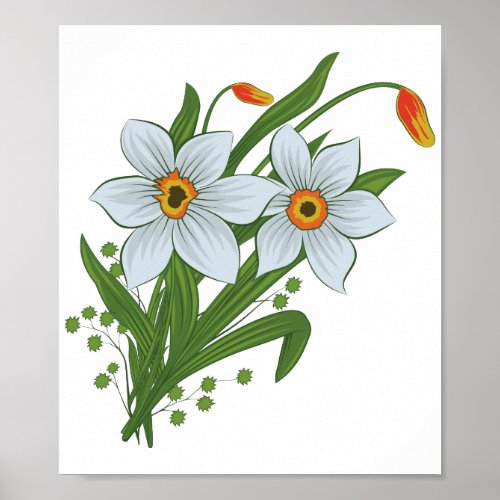 Tulips and Daffodils Flowers Poster
