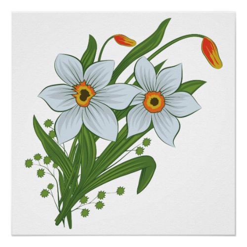 Tulips and Daffodils Flowers Poster