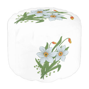 Tulips and Daffodils Flowers Pouf