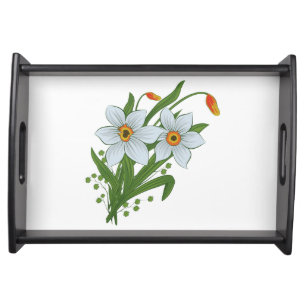 Tulips and Daffodils Flowers Serving Tray