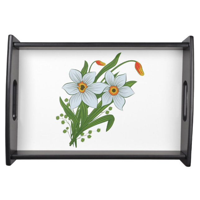 Tulips and Daffodils Flowers Serving Tray (Front)