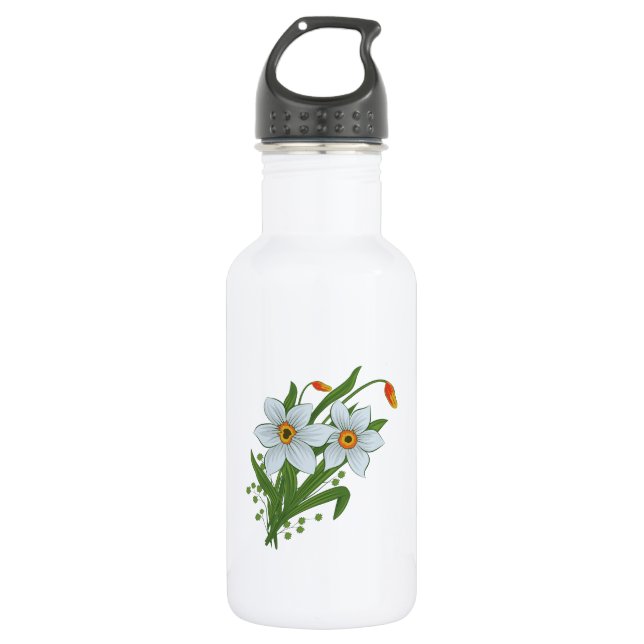 Tulips and Daffodils Flowers Stainless Steel Water Bottle (Front)
