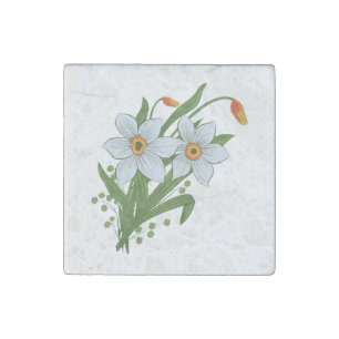 Tulips and Daffodils Flowers Stone Magnet