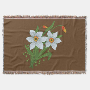 Tulips and Daffodils Flowers Throw Blanket