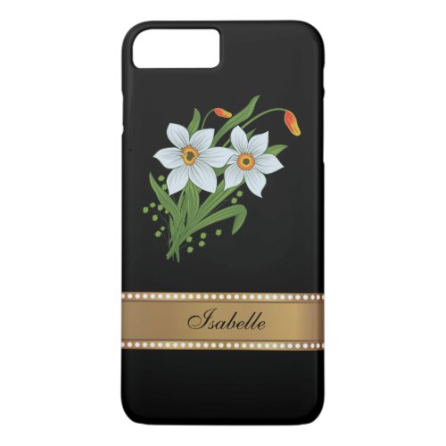 Tulips and Daffodils Gold Personalized Name iPhone 8 Plus7 Plus Case