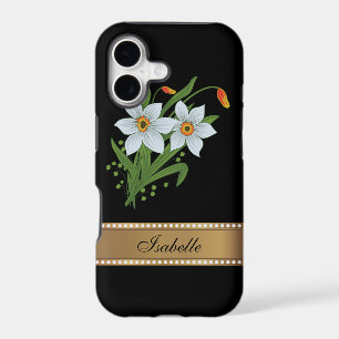 Tulips and Daffodils Gold Personalized Name iPhone 17 Case