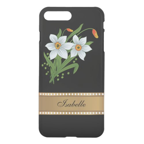 Tulips and Daffodils Gold Personalized Name iPhone 8 Plus7 Plus Case