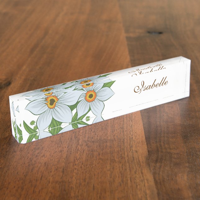 Tulips and Daffodils Personalized Name Desk Name Plate (Side)