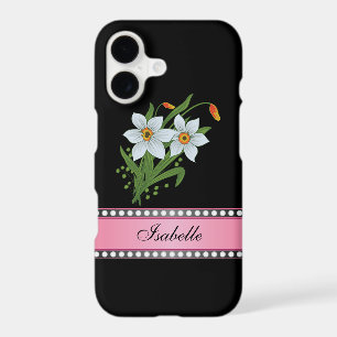 Tulips and Daffodils Pink Personalized Name iPhone 17 Case