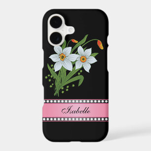 Tulips and Daffodils Pink Personalized Name iPhone 17 Case
