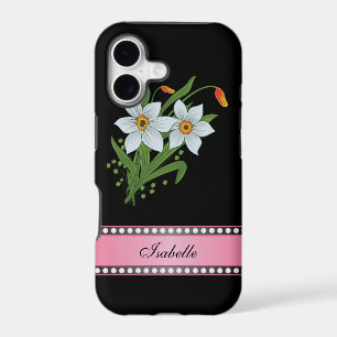 Tulips and Daffodils Pink Personalized Name iPhone 17 Case