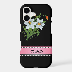 Tulips and Daffodils Pink Personalized Name iPhone 17 Case