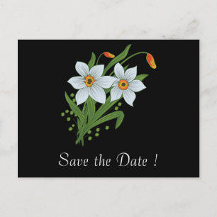 Tulips and Daffodils Save the Date 80th Birthday Announcement Postcard