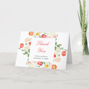 Tulips and Daffodils Spring Wedding Letterpress Thank You Card