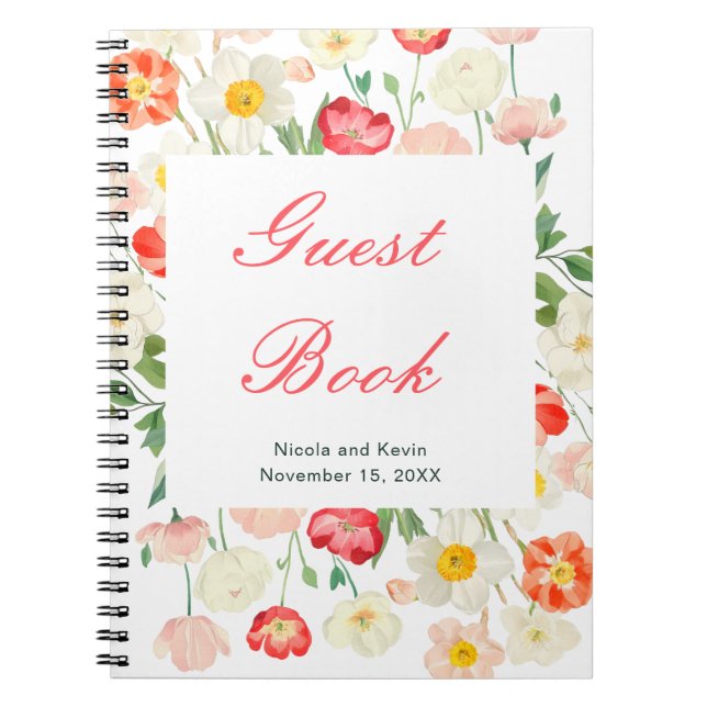 Tulips and Daffodils Spring Wedding Notebook (Front)