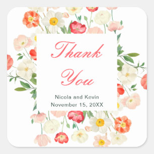 Tulips and Daffodils Spring Wedding Square Sticker