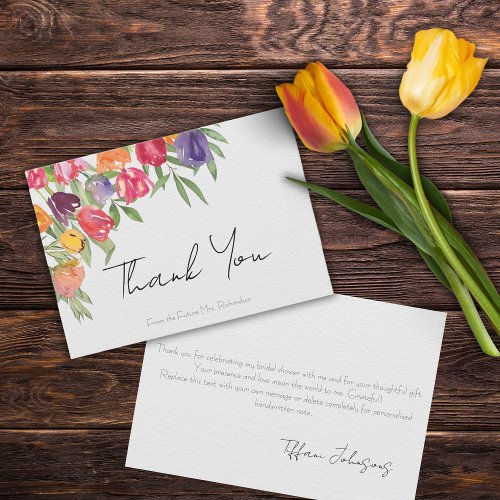 Tulips and Greenery Bridal Shower Thank You Card
