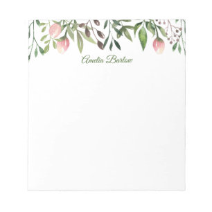 Tulips and Greenery Personalized Notepad
