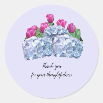 Tulips And Hydrangeas Thank You Sticker by seashell2 at Zazzle