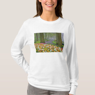 Tulips and roadway, Keukenhof Gardens, Lisse, T-Shirt