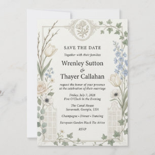 Tulips, Anemones, Roses, Blue Delphinium, Ivy, Can Invitation